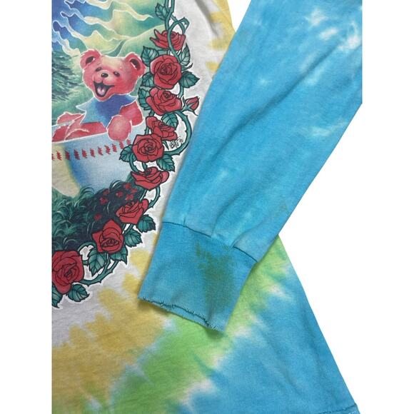 Vtg 90s Grateful Dead Liquid Blue Scarlet Fire Tie Dye Long Sleeve T-Shirt As Is - Picture 6 of 8